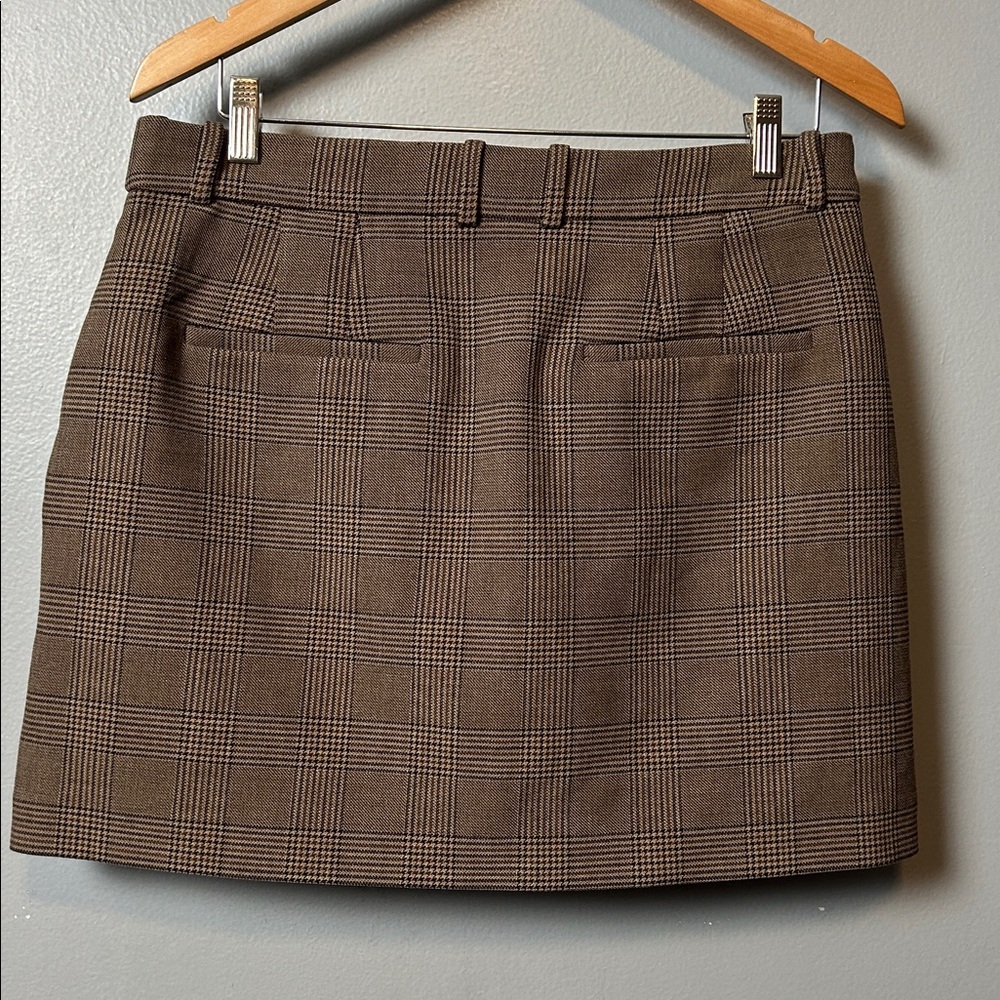 Babaton Chisel Checkered Brown Mini Skirt size 12 EUC - Picture 8 of 14